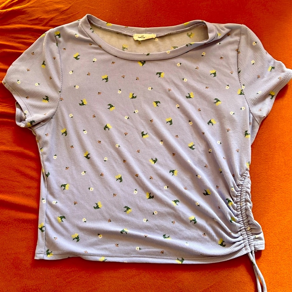 Tie up Crop top lavender with Flowers Junior XL